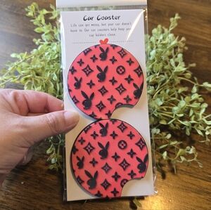 Pink and Black Car Coasters